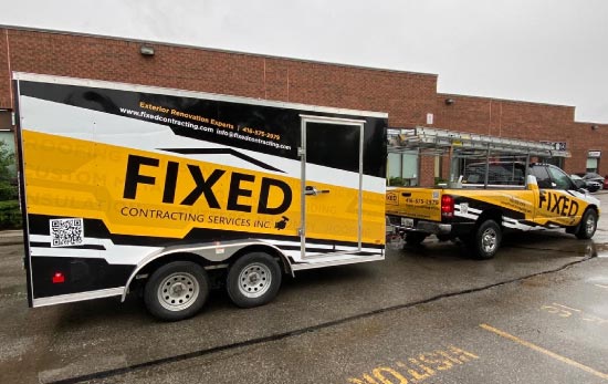 fixed truck and trailer with full printed vinyl wrap