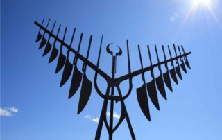 Spirit Catcher Statue located in Barrie, Ontario