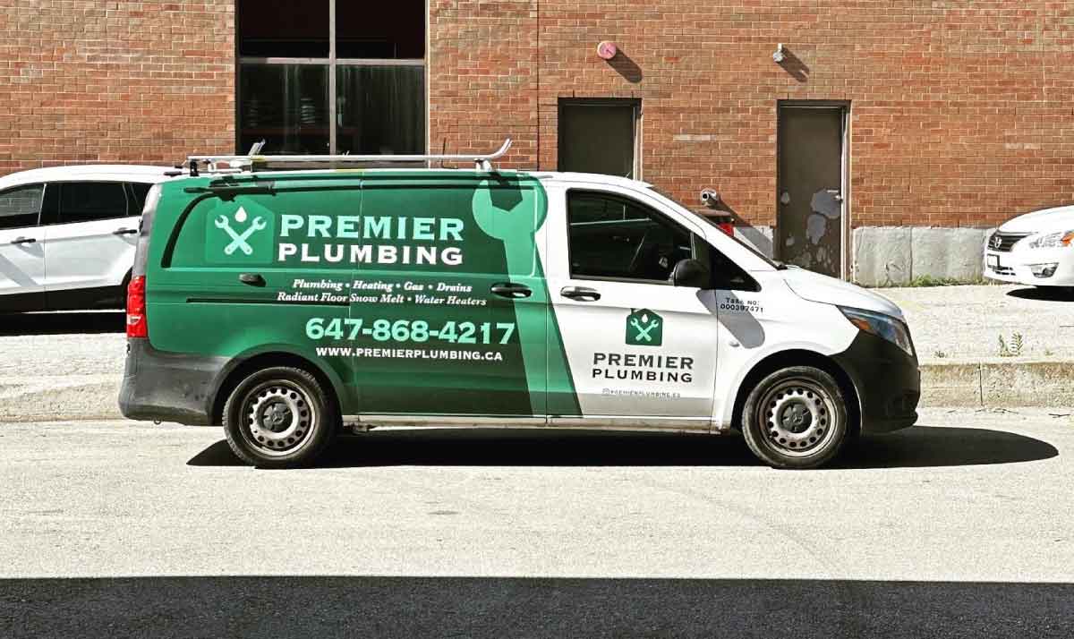 custom graphic wrap on mercedes metris for premier plumbing